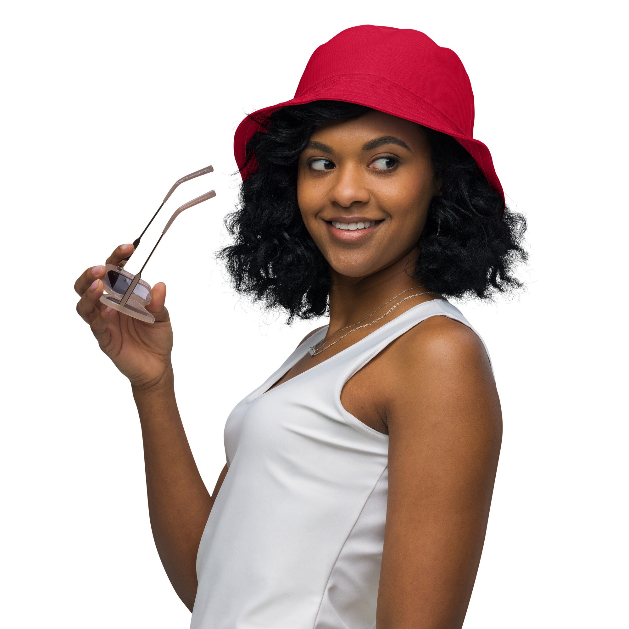 Omakaa S-M Wide Brim SUN HAT Garden Beach Resort Cotton Blend Red Reversible WIDE-BRIM COTTON SUN HAT - The Huntington Store main image 2