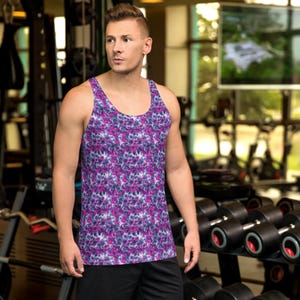 Colorful Tie Dye Swirls Printed Men&#39;s Tank Top, Boho Hippie All Over Print Gym Workout Tank, Sleeveless Top, Muscle Tank, Men&#39;s Shirt, Gifts