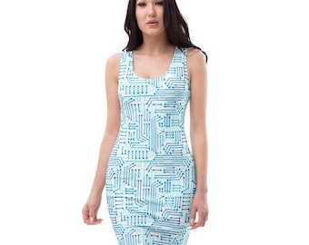 Computer Science Printed Bodycon Dress, Computer Student Teacher Dress, Sleeveless Midi Prom Party Dress, Computer IT Tech Woman Gifts