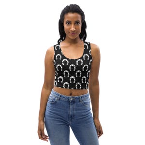 Lucky Horse Shoes Print Women Tank Top, Equestrian Gift For Her, Gym Workout Crop Top Shirt, Fitness Tops, Summer Beach Tank, Everyday Wear