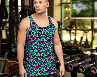 memhim メンヒム レオパード タンクトップ Y2K if six was Cheetah Hearts Printed Men's Tank Top, Valentine's Day Sleeveless