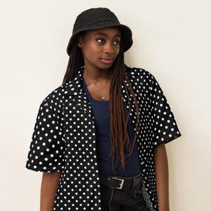 Polka Dotted Unisex Button Down Shirt, All Over Print Casual Aesthetic Shirt, Soft Colorful Dotted Shirt, Comfy Hippie Collared Shirt, Gift