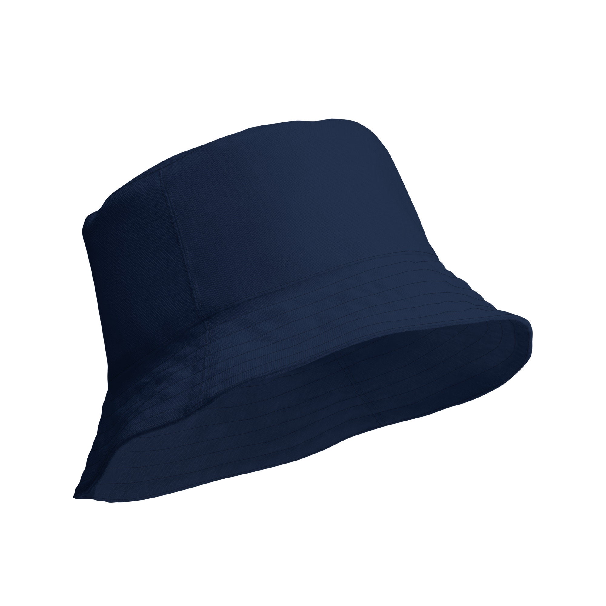 Solid Navy Blue Reversible Bucket Hat, Summer Fashion Hat  display picture 1
