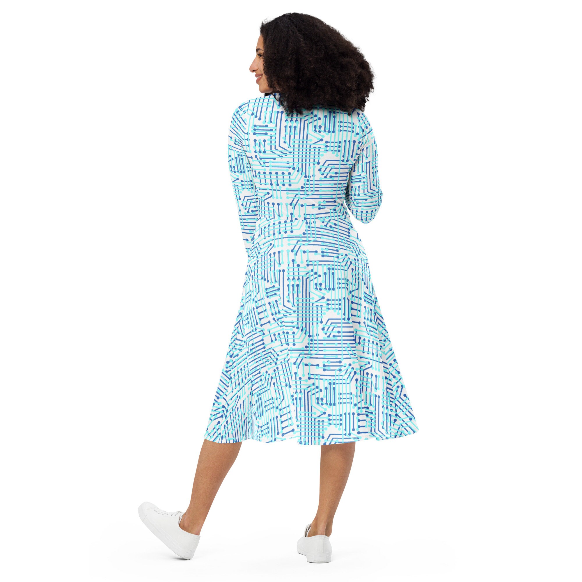Computer Science Printed Midi Dress, Evening Party Dress, Computer Nerd ...