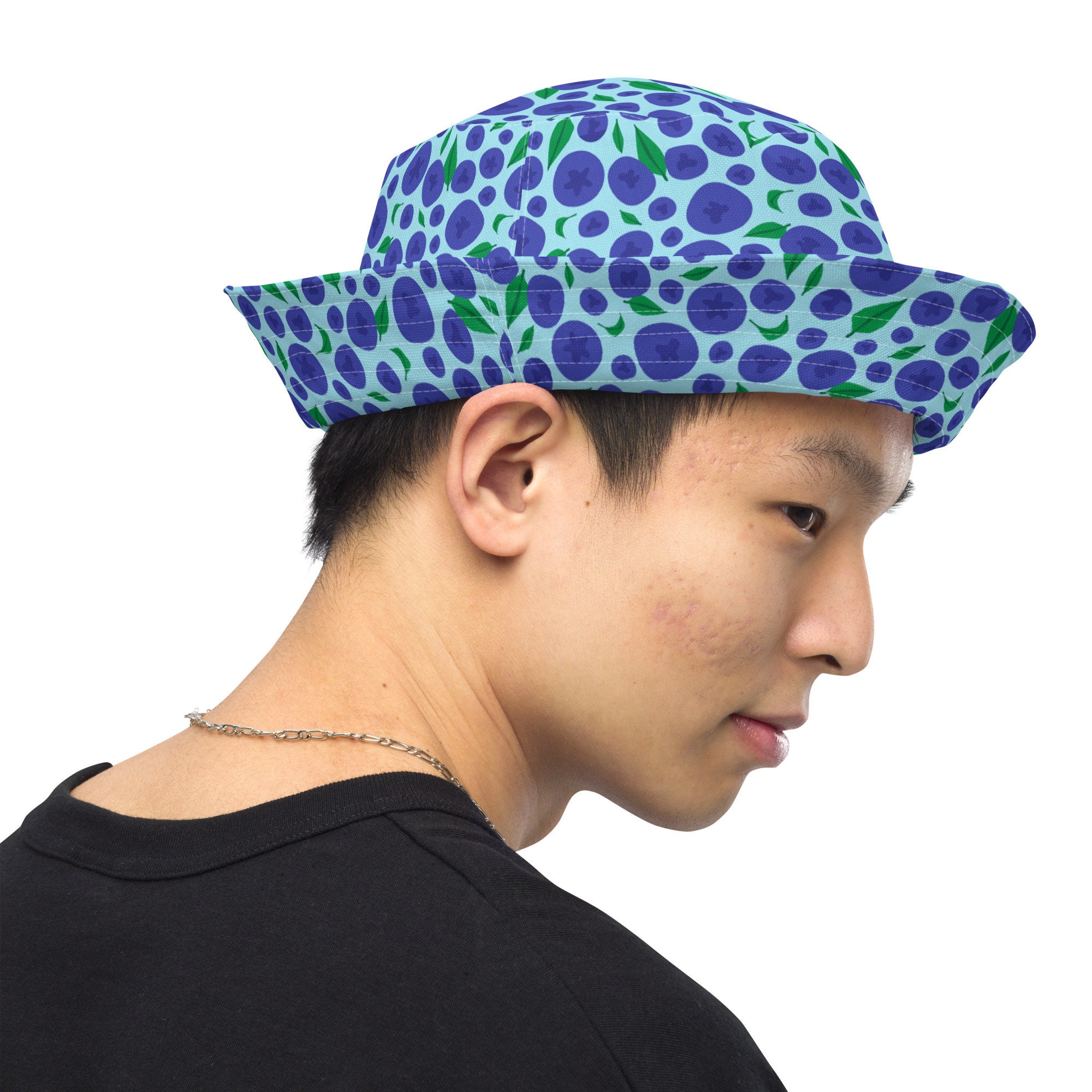 Blueberries Fruit Food Printed Bucket Hat, All Over Print  display picture 2