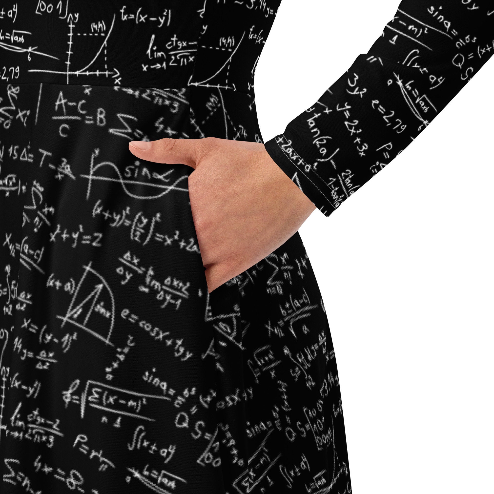 Dress Design Based On Math Math Calculus Printed Midi Dress Women, Evening Party Dress, Elegant ...