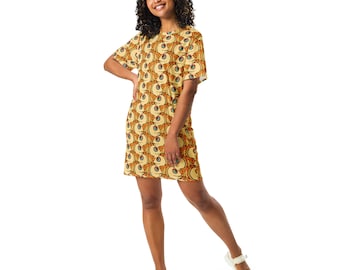 Ocean Fish Print T-shirt Dress Women, Casual Aesthetic Dress, Nautical Rave Outfit, Short Sleeve, Gift For Her, all over Print, Beach Dress