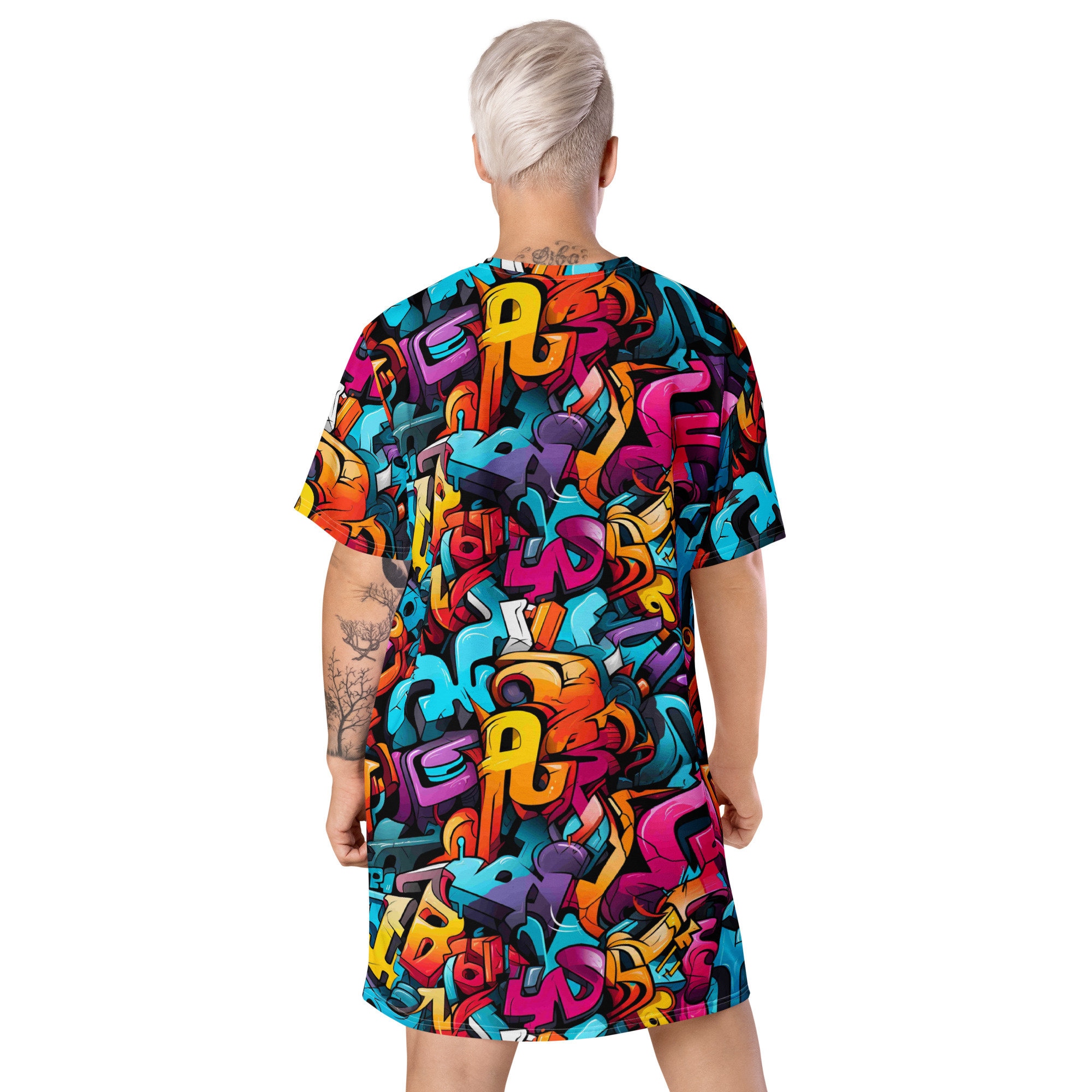 graffiti shirt dress LTXC/Multi-Function] Photo Graffiti Tunic T-Shirt Dress