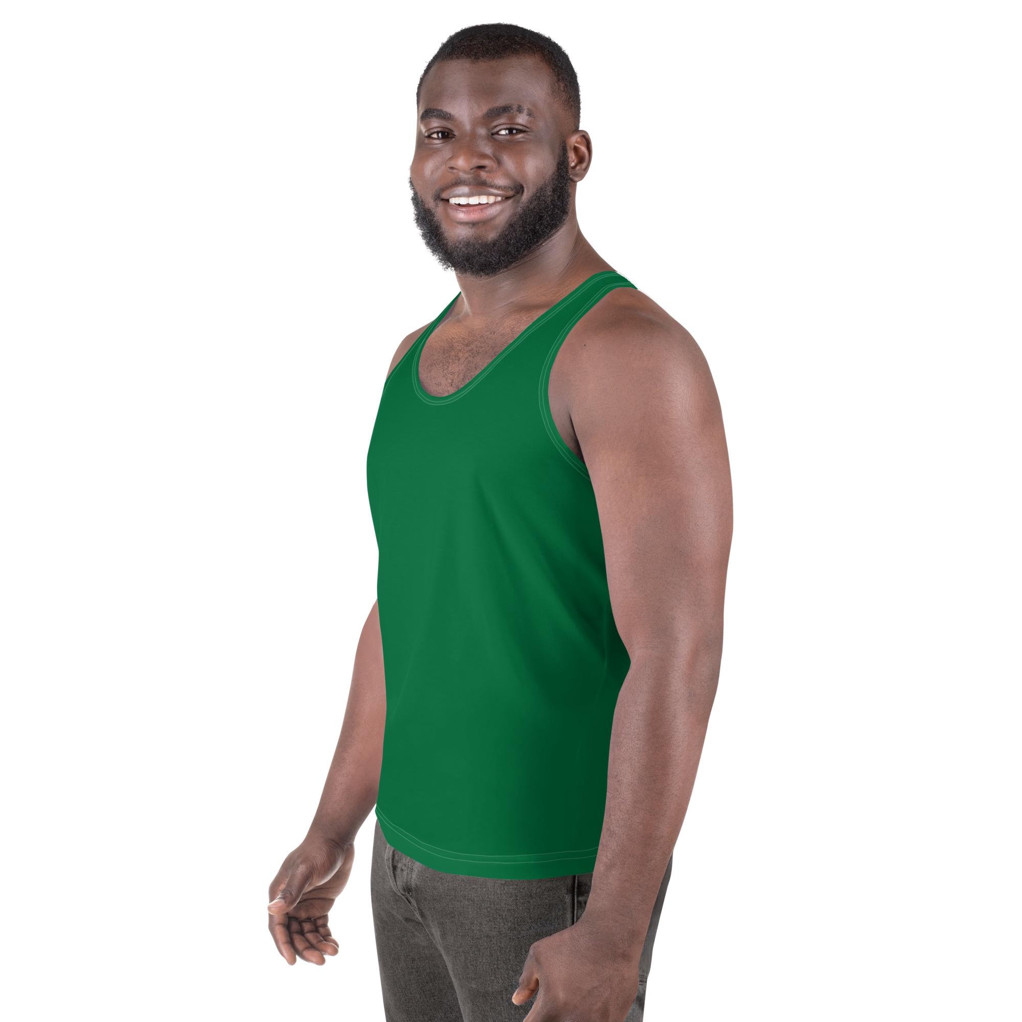 Solid Jewel Green Men's Tank Top, Gym Workout Fitness Sleeveless
