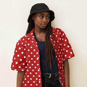 Polka Dotted Unisex Button Down Shirt, All Over Print Casual Aesthetic Shirt, Soft Colorful Dotted Shirt, Comfy Hippie Collared Shirt, Gift