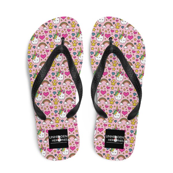 Unicorn Fairy Tale Printed Flip-Flops, Casual Colorful Summer Beach Flip Flops, Travel Sandals, Beach Sandals Shoe, Fantasy Gift Him Her