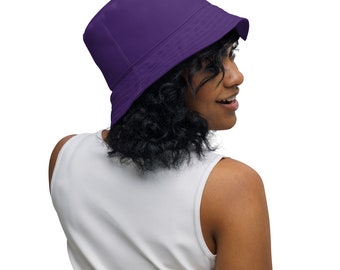 Solid Royal Purple Reversible Bucket Hat, Summer Fashion Hat, Casual Outdoor Hat, All over Print, Aesthetic Beach Hat, Festival Wear, Unisex