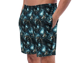 Disco Balls Printed Men's Swim Trunks, All over Print Swimming Trunks Shorts, Aesthetic Summer Beach Pool Swim Trunks, Novelty Sporty Trunks