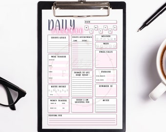 Niedlicher Tagesplaner, Tagesplaner zum Ausdrucken, sofortiger Download, Produktivitätsplaner, Printable Planner,