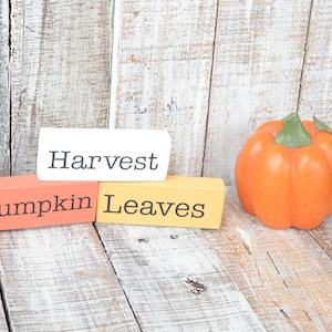 Mini Fall Shelf Sitter Blocks, Fall Stacking Blocks, Tiered Tray Decor, Mini Signs, Autumn Decor, Tiered Tray Sign, Pumpkin, Thanksgiving