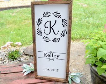 Personalized Family Name Sign: Farmhouse Wedding Date Wreath