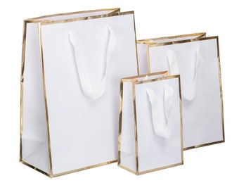 10- pack White & Gold Gift Bags | Christmas Gift Bags | Luxurious Bags | Gift Bags | Mother's Day Bags | St.Valentine Day Gifts