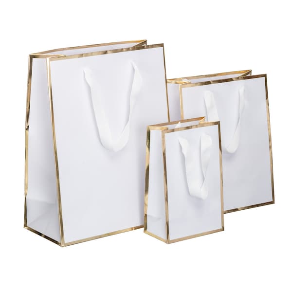 10- pack White & Gold Gift Bags | Christmas Gift Bags | Luxurious Bags | Gift Bags | Mother's Day Bags | St.Valentine Day Gifts