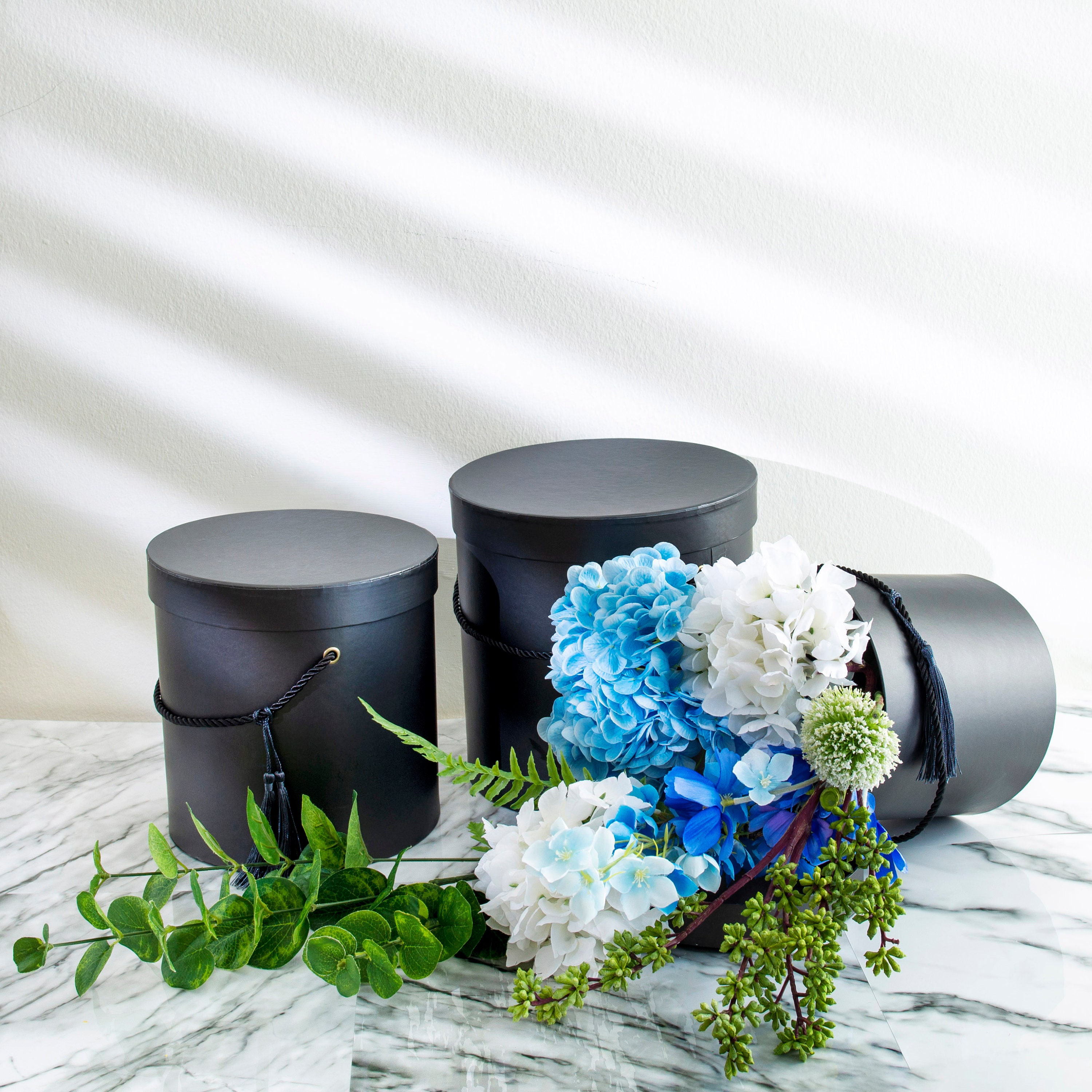 3 Sizes Round Flower Box With Tassel and Lid Flower Etsy