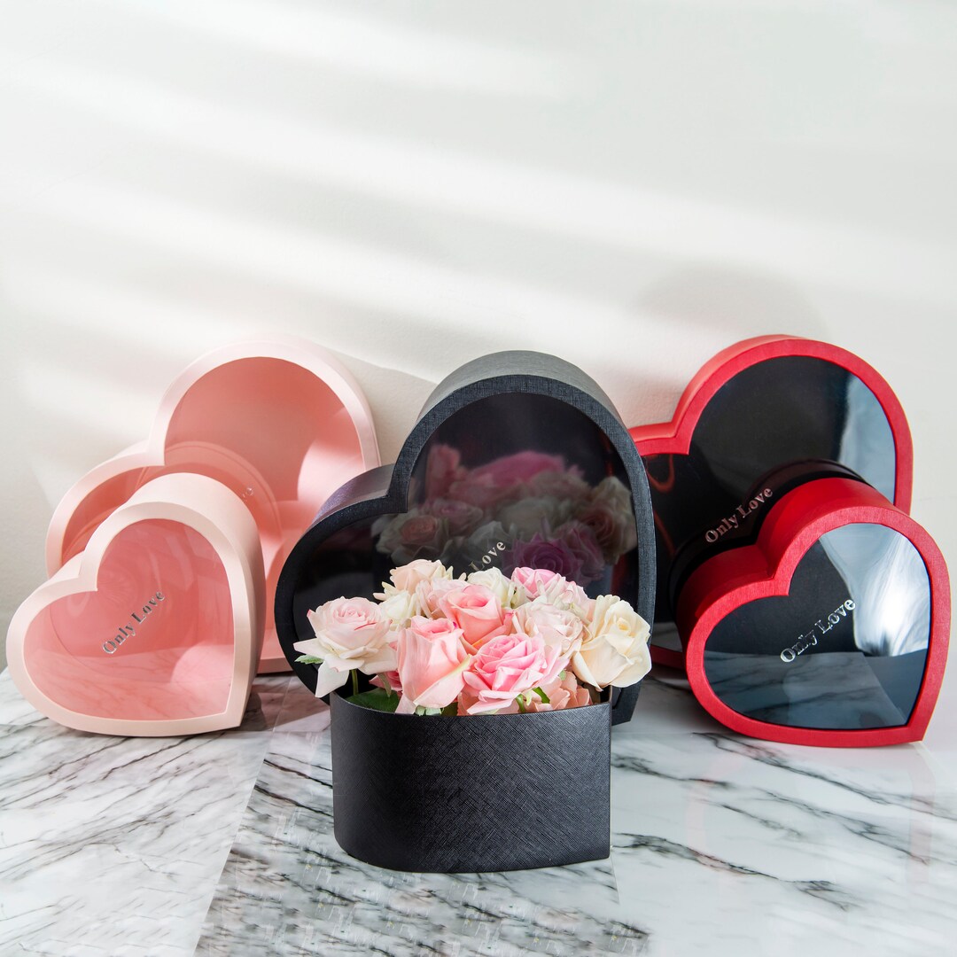 2Pcs 29cm+28cm Transparent Cover Heart Shaped Gift Boxes For Flowers  Packaging With Clear Lid For Christmas, Graduations, Weddings, Birthdays,  Groom Gifts, Engagement Wrap Flowers, Candy And Gifts, For Valentine'S Day