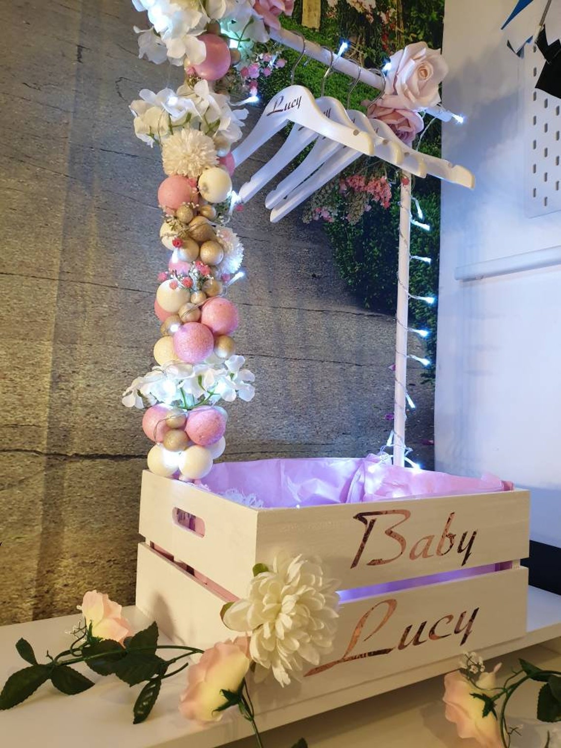 Baby Hamper Crate With Clothing Rail Rail Crate Baby Gifts Etsy UK