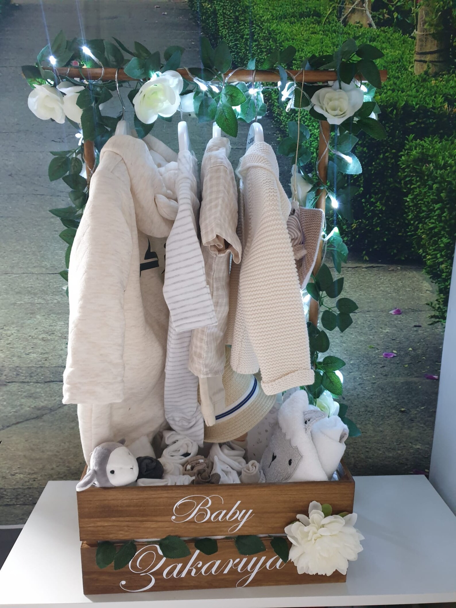 Baby Hamper Crate With Clothing Rail Rail Crate Baby Gifts Etsy