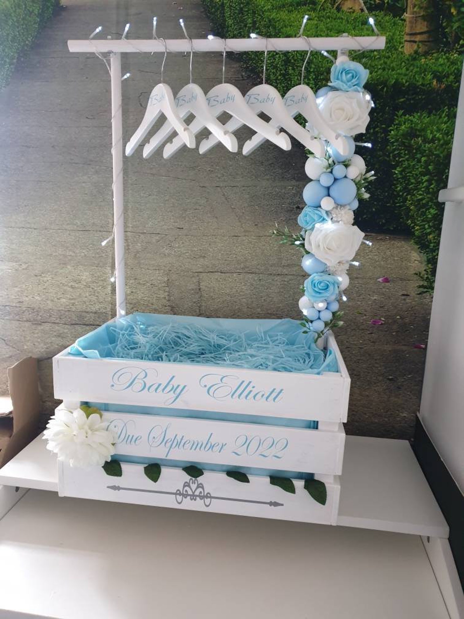 Large Baby Hamper Crate With Clothing Rail, Rail Crate, Baby Gifts