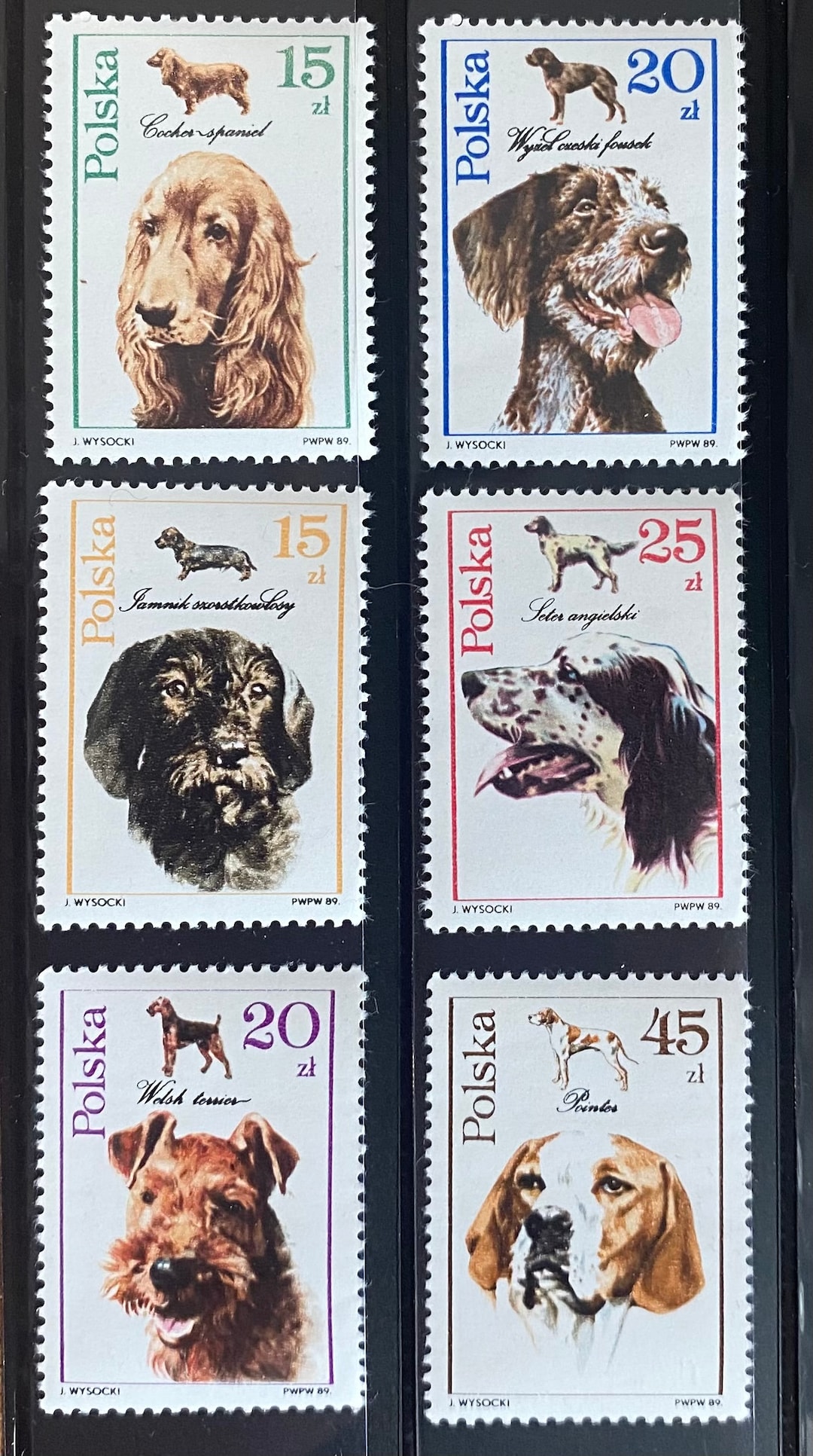 Dogs Stamps, Stamps With Dogs, Poland 1989 Hunting Dogs Set of 6, 1989 ...