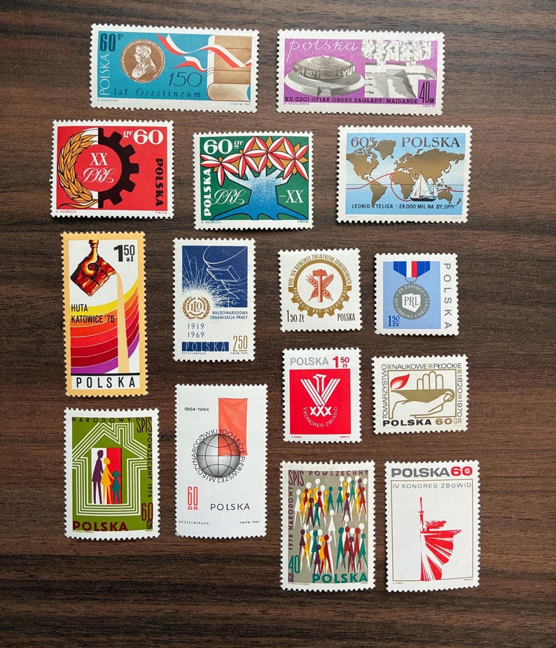 Stamps PRL, Socialism memorabilia, Vintage Rare Poland postage