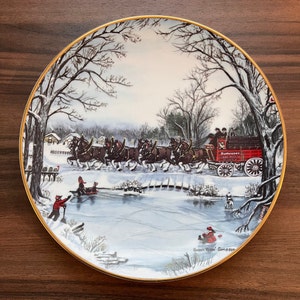 Budweiser Clydesdales Collectible Plate: 1990 Winter Scene