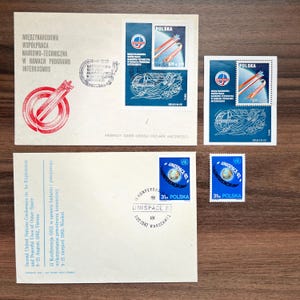 Poland Cosmos Stamps: 1980s FDC Envelopes, Interkosmos & Unispace