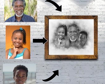 Add Deceased Loved One to Photo, Memorial Gift, Add Person to Photo, Family Portrait Different Photos, Combine Photos, Gift for Dad Mom