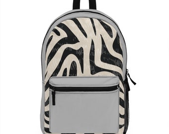 Animal Print, Zebra Print, Grey / Gray Animal Print Backpack