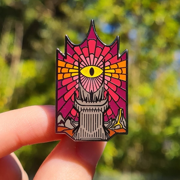 Tolkien Lord of the Rings Eye of Sauron Stained Glass Window Enamel Pin