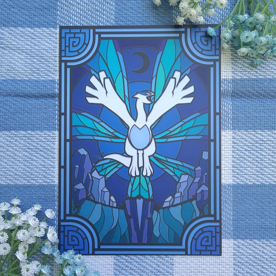 Lugia & Ho-oh Stained Glass Window Art Prints | Pokemon Wall Decor