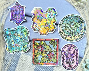 Stained Glass Window-style Holographic Stickers