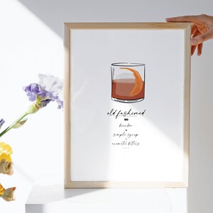 Old Fashioned Cocktail Recipe System, Printable Wall Art Modern ...
