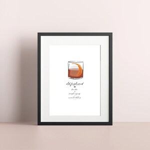 Old Fashioned Cocktail Recipe System, Printable Wall Art Modern ...