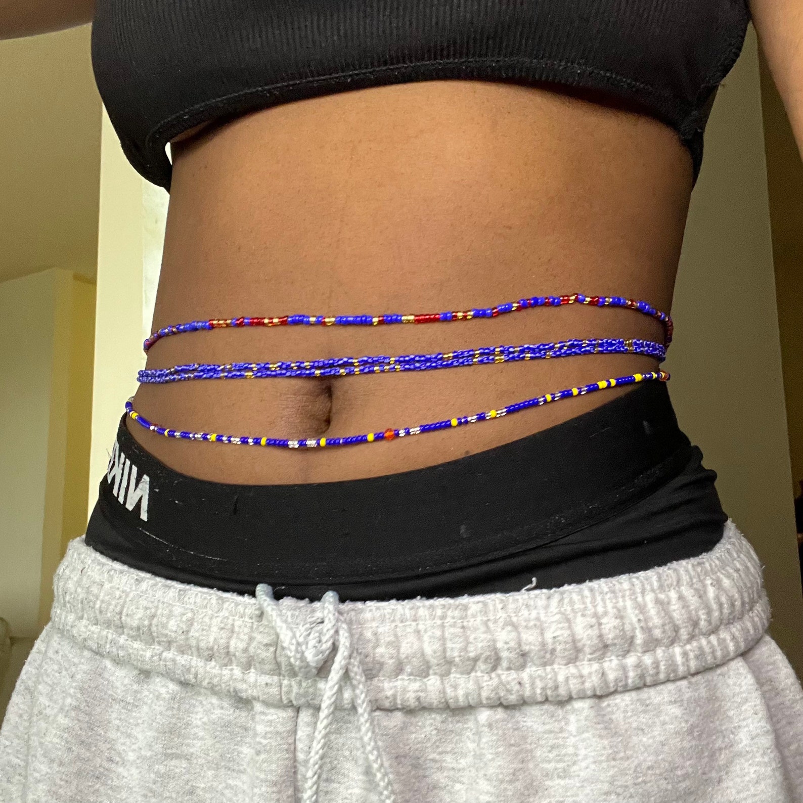Crystal Glass Waist Beads/african Waist Beads/transparent Etsy