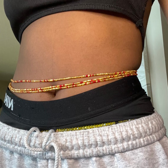 Crystal Glass Waist Beads/african Waist Beads/transparent Etsy