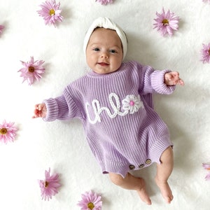 Personalized knit romper for baby/custom name sweater