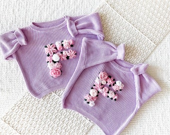Personalized Flower Initial Sweater