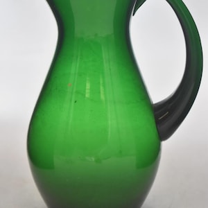 Jarra/Jarra de vidrio verde vintage Blenko Retro American Glass 14 cm
