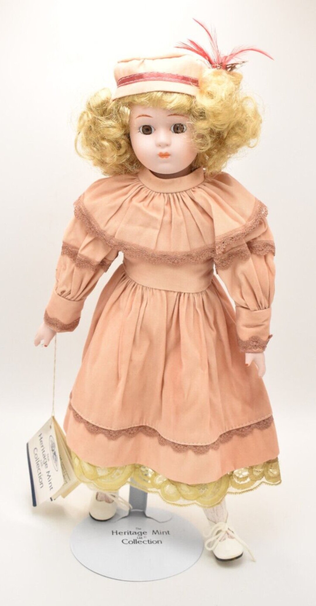 Vintage Porcelain Doll Blonde Hair Brown Eyes and Etsy