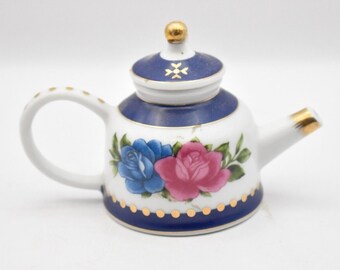 Vintage Porcelain Art Floral Miniature Teapot Collectible