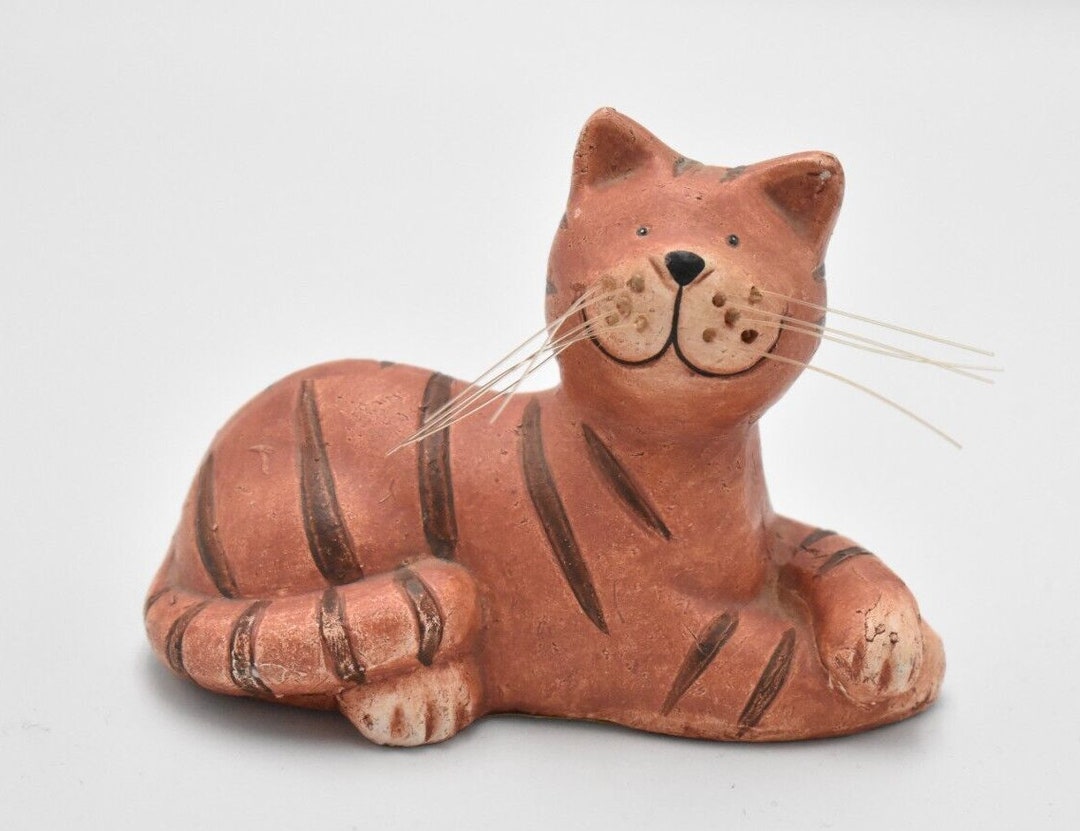 Vintage Hand Painted Ceramic Ginger Cat Figurine/ Statue/ Etsy