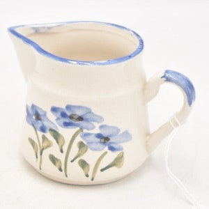 Vintage Studio Pottery Blue and White Floral Jug Decorative Milk Jug, Milk Cream image 1