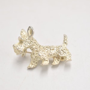 Vintage Silver Tone & Marcasite Scottie Dog Brooch – Costume Jewellery