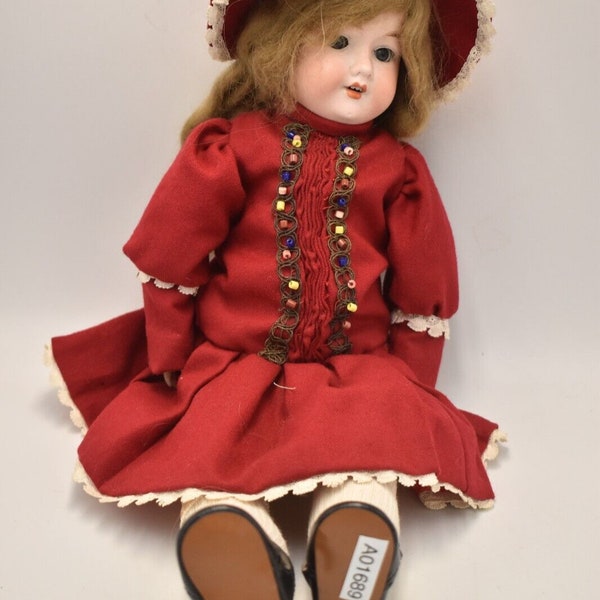 Antique Armand Marseille German 390 1 1/2M Doll Original Hair Blue Sleeping Eyes