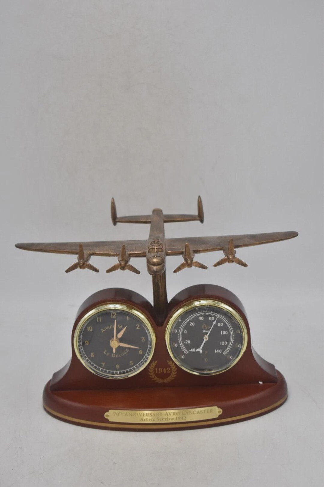 Bradford Exchange 70th Anniversary Lancaster Bomber Clock & Thermometer ...